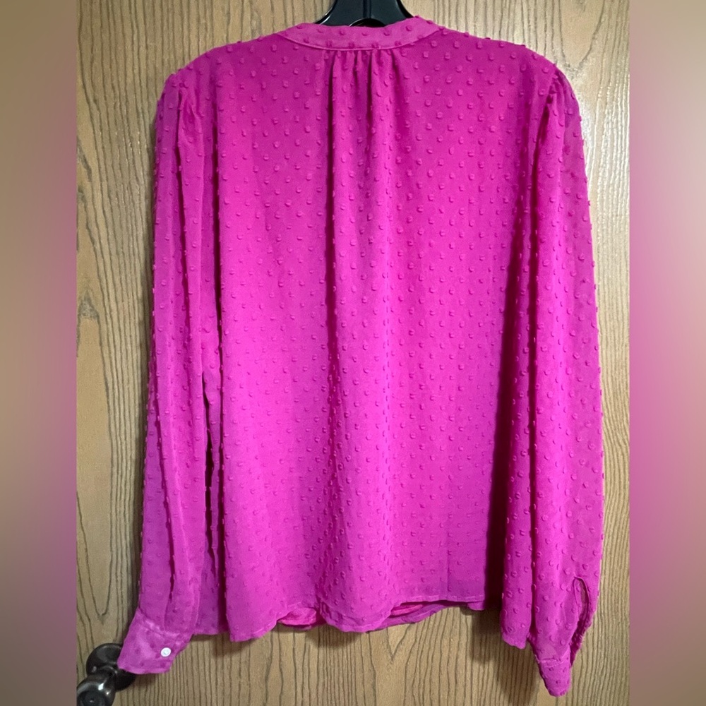 J. Crew Vibrant Pink Ruffle Blouse - Picture 2 of 4